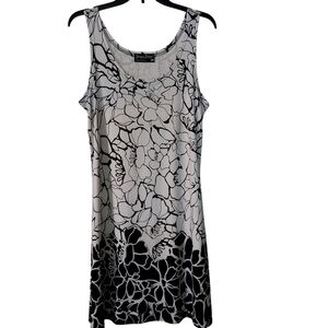 Tango Mango Ombre Black and White Floral Dress L Like New